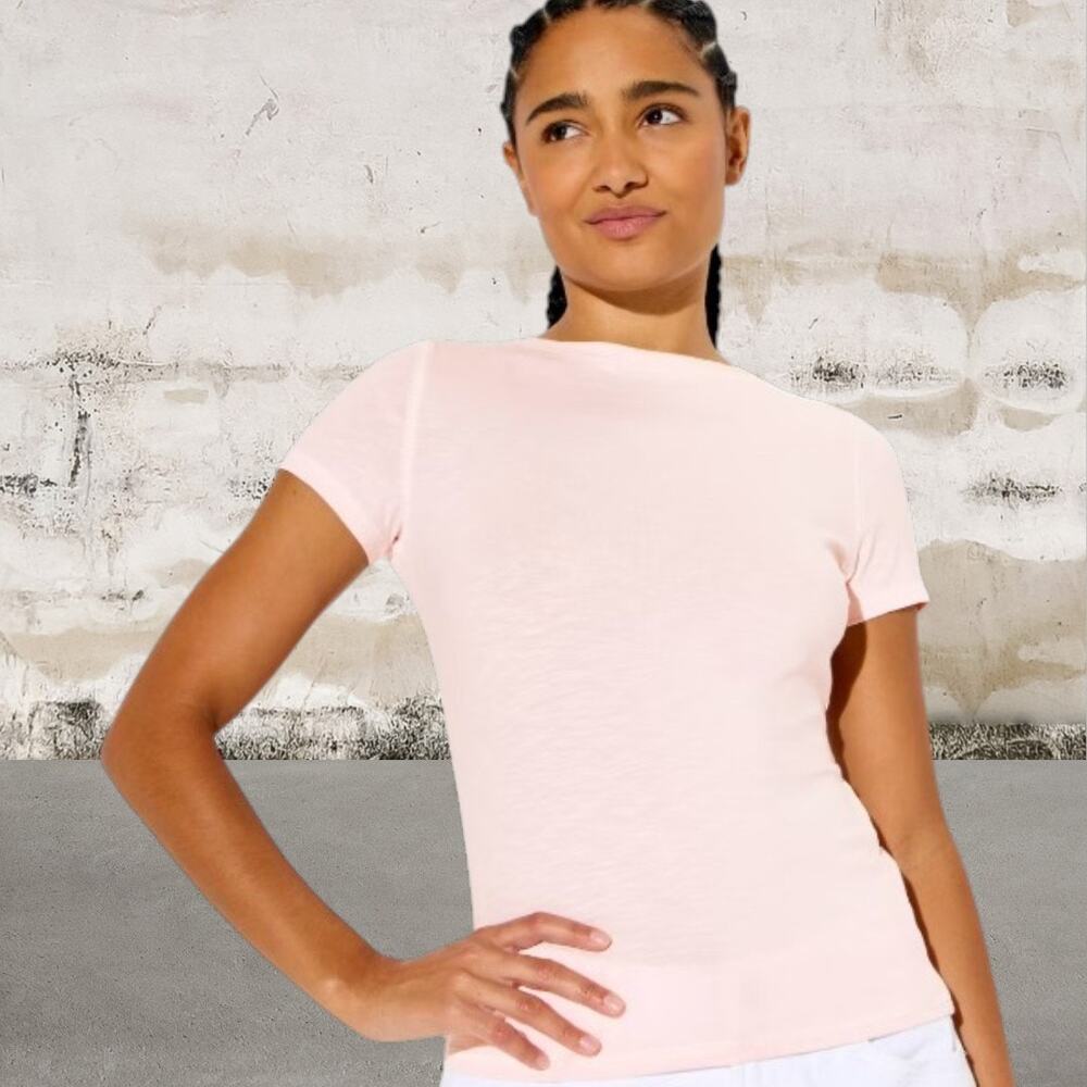 Wild Fable Women's Short Sleeve Crewneck Slub Knit T-Shirt Pink Small NWT